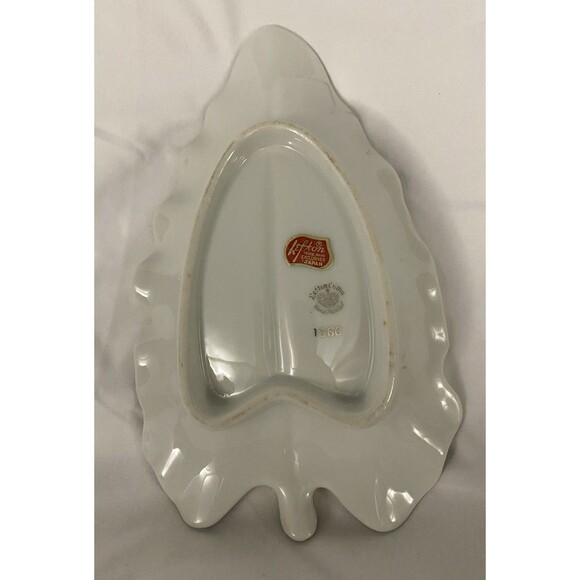 Lefton Heritage Green Pink Cabbage Roses Leaf Dish #1860 Gold Trim Japan Vtg - Picture 5 of 11